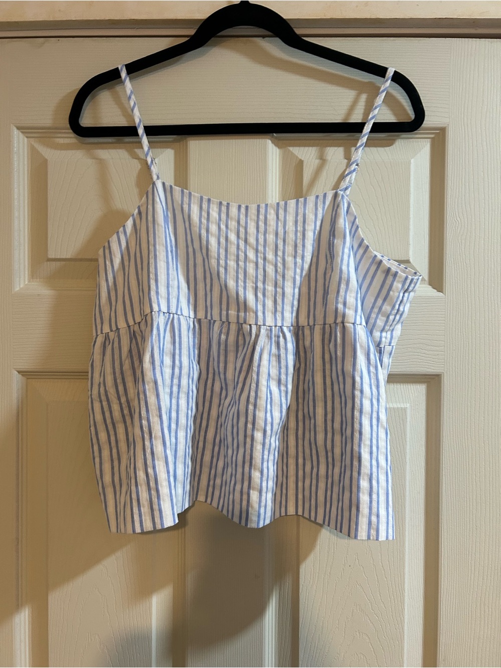 Blue and White Striped Spaghetti Strap Top